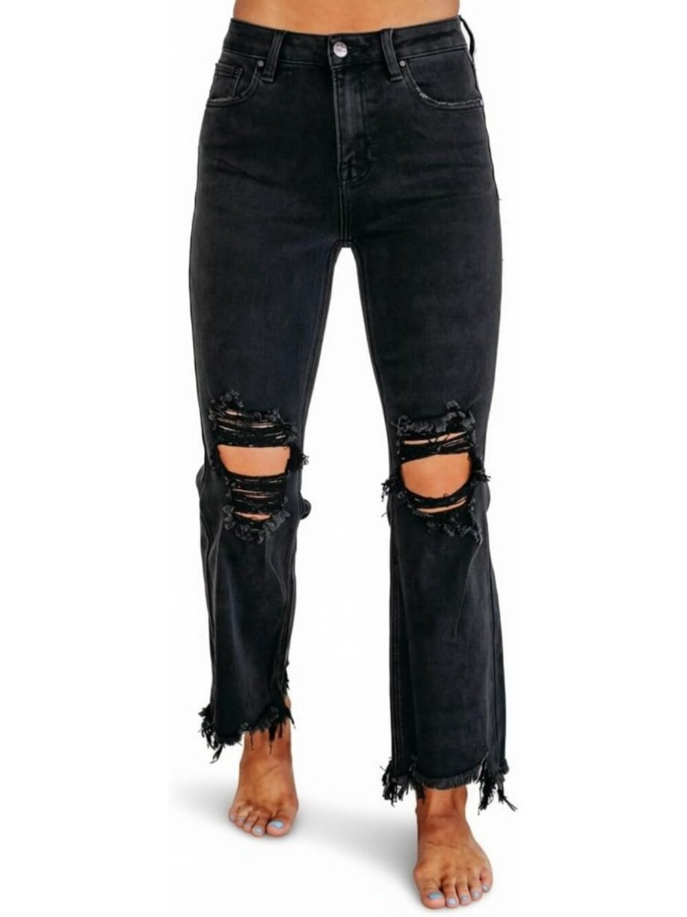 Light Wash Straight Leg Denim Jeans, High-Rise Fit, Casual Chic Style, Size